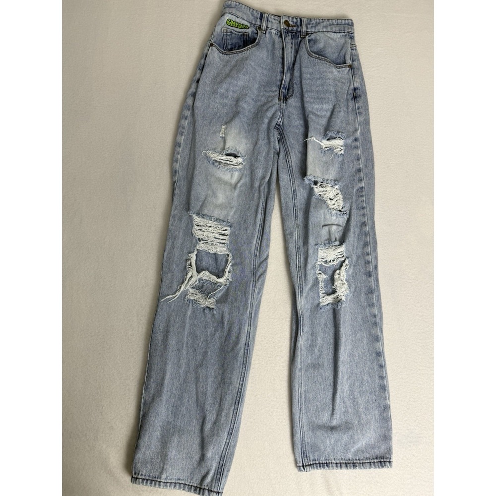 Empyre Tori Jeans Womens 0 Light Blue Distressed Skater Baggy Denim Ripped Y2K